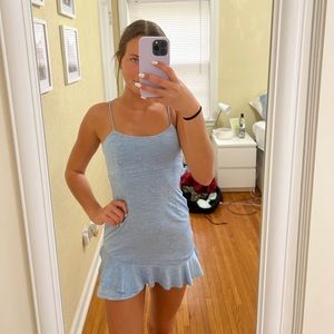 Light Blue Ruffle Mini Dress